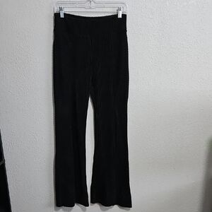 Black Ribbed Flare Pants